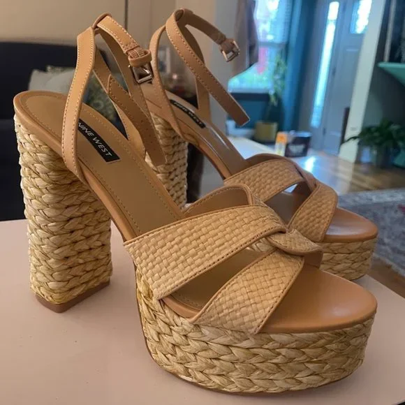 Slingback Platform Sandals Nine West Beige Sandals Nine West Shoes